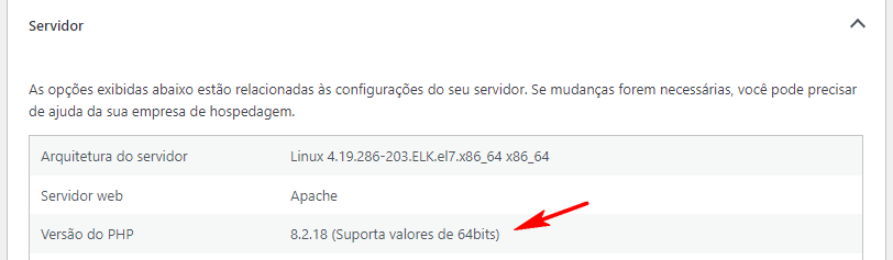 informações de servidor