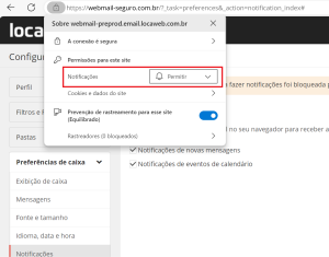 imagem das principais informações do site, porém agora está exibindo que  as notificações foram permitidas.