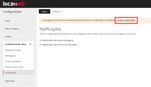 imagem de um aviso com instruções para o navegador receber notificações e com um botão de “permitir notificações”.