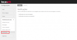 imagem da aba “Preferências de caixa”. A quinta opção da aba é a área de “Notificações” e está destacada.