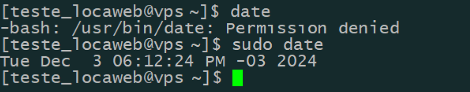 exemplo de uso comando sudo vps locaweb